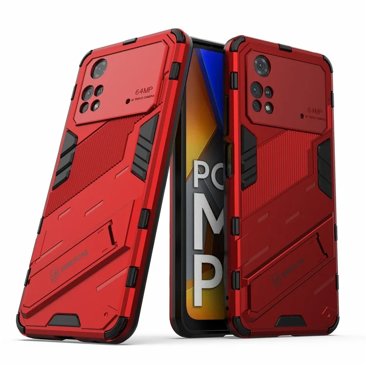Per Xiaomi Poco M4 Pro 4G Kickstand Design Drop Cover Protettivo TPU TPU Though Shock Proof Telefono - Rosso