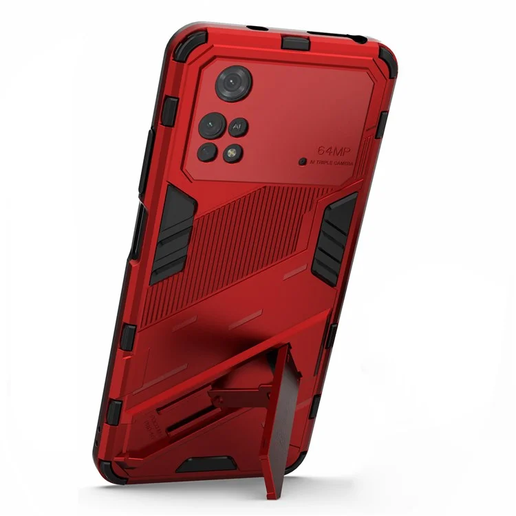 Per Xiaomi Poco M4 Pro 4G Kickstand Design Drop Cover Protettivo TPU TPU Though Shock Proof Telefono - Rosso
