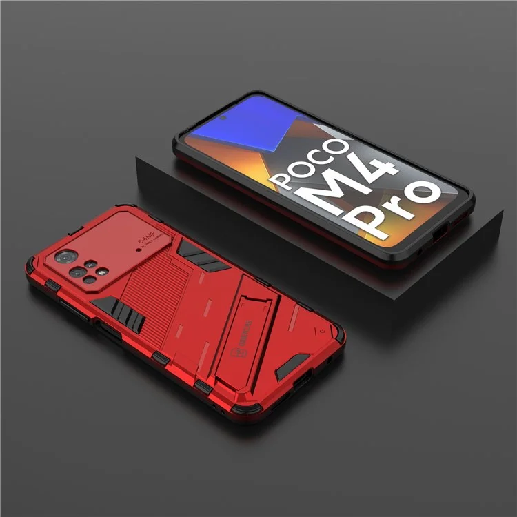 Per Xiaomi Poco M4 Pro 4G Kickstand Design Drop Cover Protettivo TPU TPU Though Shock Proof Telefono - Rosso