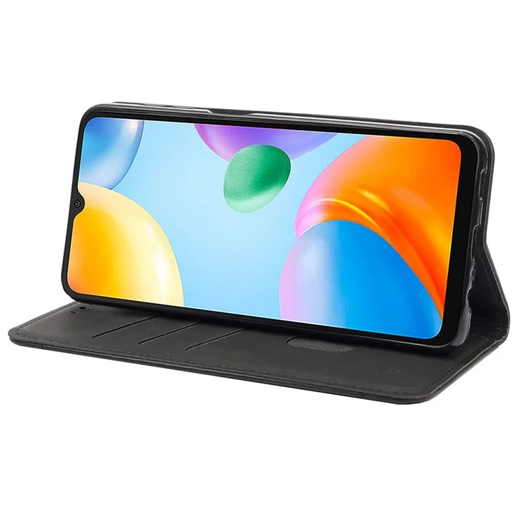 Per Xiaomi Redmi 10C Sentimento Del Portafoglio Antipasto Spiring Casella di Telefono in Pelle di Giunzione - Nero