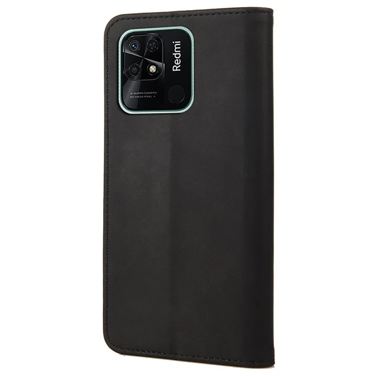 Per Xiaomi Redmi 10C Sentimento Del Portafoglio Antipasto Spiring Casella di Telefono in Pelle di Giunzione - Nero