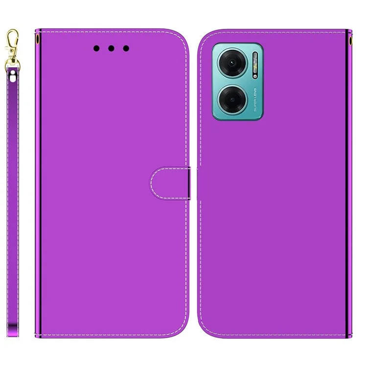 Per Xiaomi Redmi Note 11e 5G / Redmi 10 5G / Redmi 10 Prime+ 5G Simula Una Custodia Pieghevole in Pelle Simile a Uno Specchio. - Viola