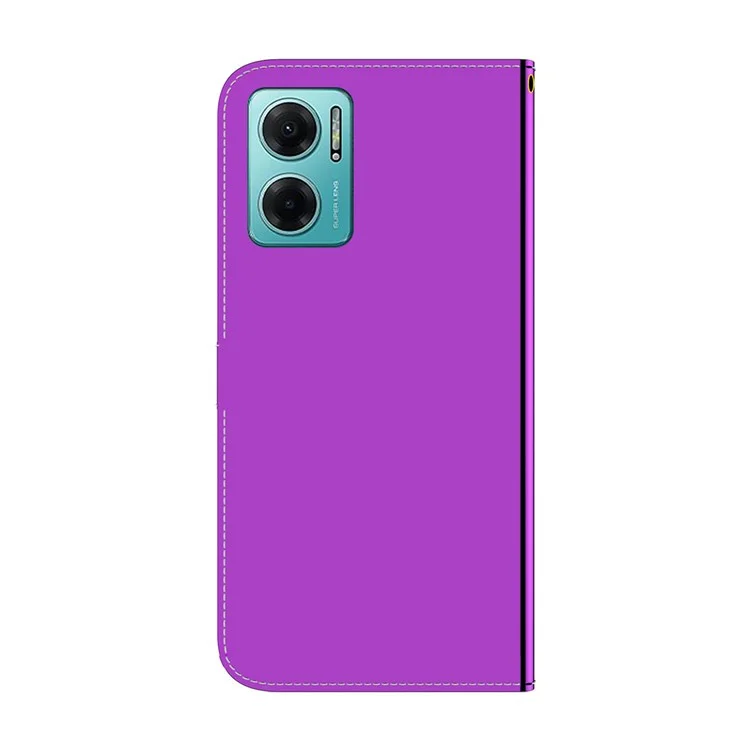 Per Xiaomi Redmi Note 11e 5G / Redmi 10 5G / Redmi 10 Prime+ 5G Simula Una Custodia Pieghevole in Pelle Simile a Uno Specchio. - Viola