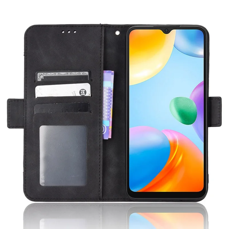 For Xiaomi Redmi 10C 4G Phone Case PU Leather Card Slots Magnetic Flip Stand Shockproof Wallet Cover - Black