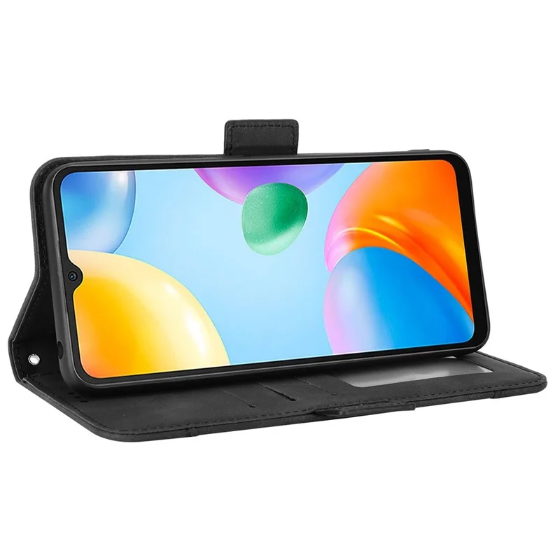 For Xiaomi Redmi 10C 4G Phone Case PU Leather Card Slots Magnetic Flip Stand Shockproof Wallet Cover - Black