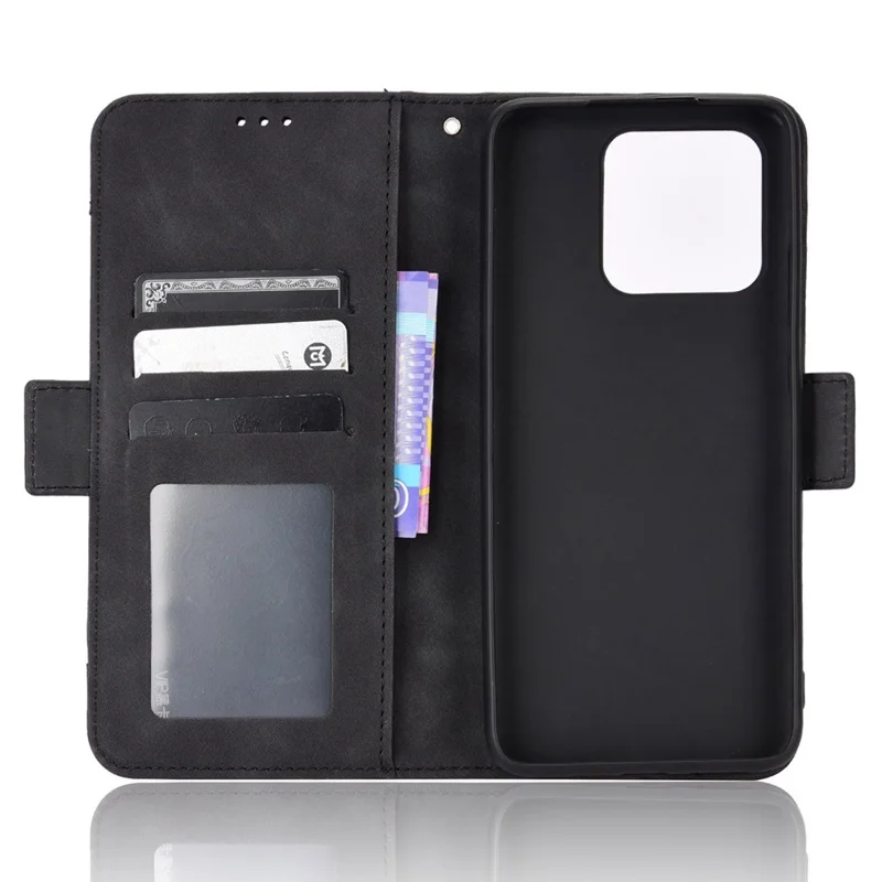 For Xiaomi Redmi 10C 4G Phone Case PU Leather Card Slots Magnetic Flip Stand Shockproof Wallet Cover - Black