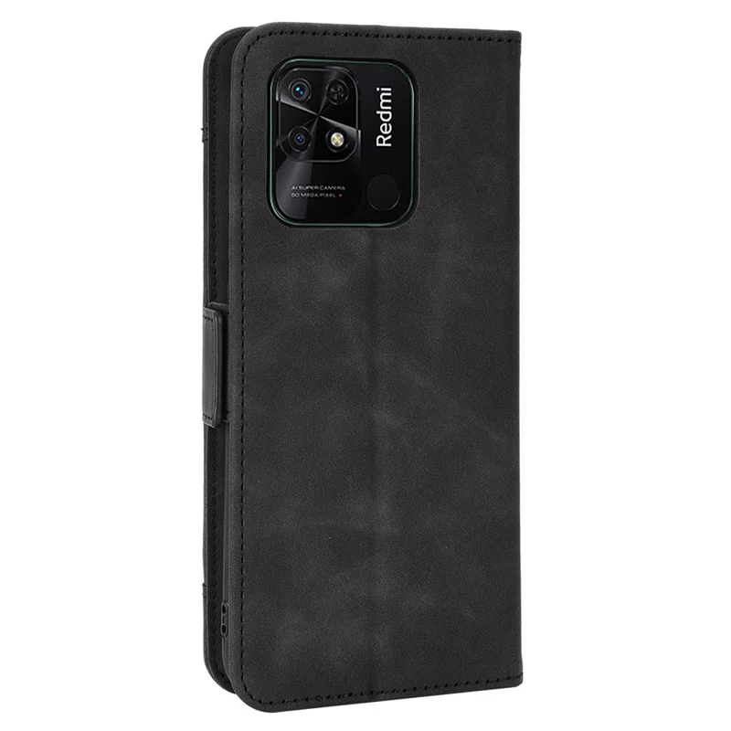 For Xiaomi Redmi 10C 4G Phone Case PU Leather Card Slots Magnetic Flip Stand Shockproof Wallet Cover - Black