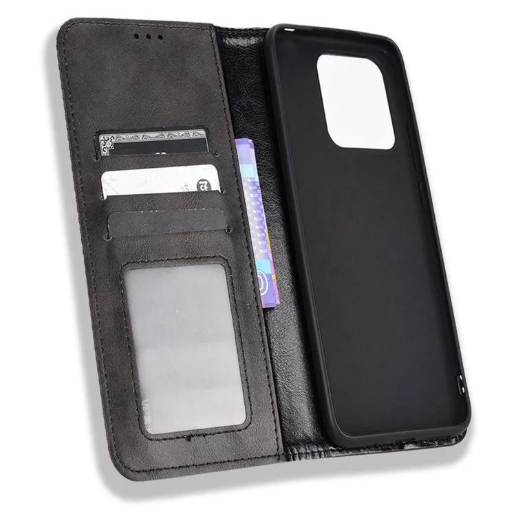 Caso Protector de Cuero Retro pu Para Xiaomi Redmi 10c Mosaico Imprimido Folio Flip Cubierta Auto Magnético Capilla de Soporte Cerrado Con Billetera - Negro