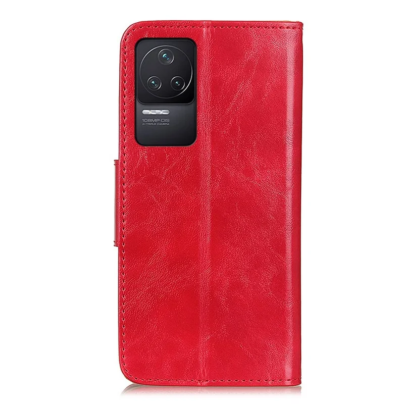 Para Xiaomi Redmi K50/Redmi K50 Pro Provércia de Chave de Coloque Caixa de Coloque Casal Crazy Horse Textura do Craz - Vermelho