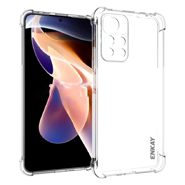ENKAY HAT PRINCE For Xiaomi Redmi Note 11 Pro 5G (China) (MediaTek)/11 Pro+ 5G Crystal Clear Case Four Corner Fall Protection Phone Cover Anti-slip Edge TPU Shell