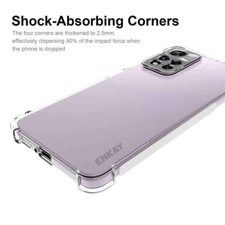ENKAY HAT PRINCE For Xiaomi Redmi Note 11 Pro 5G (China) (MediaTek)/11 Pro+ 5G Crystal Clear Case Four Corner Fall Protection Phone Cover Anti-slip Edge TPU Shell