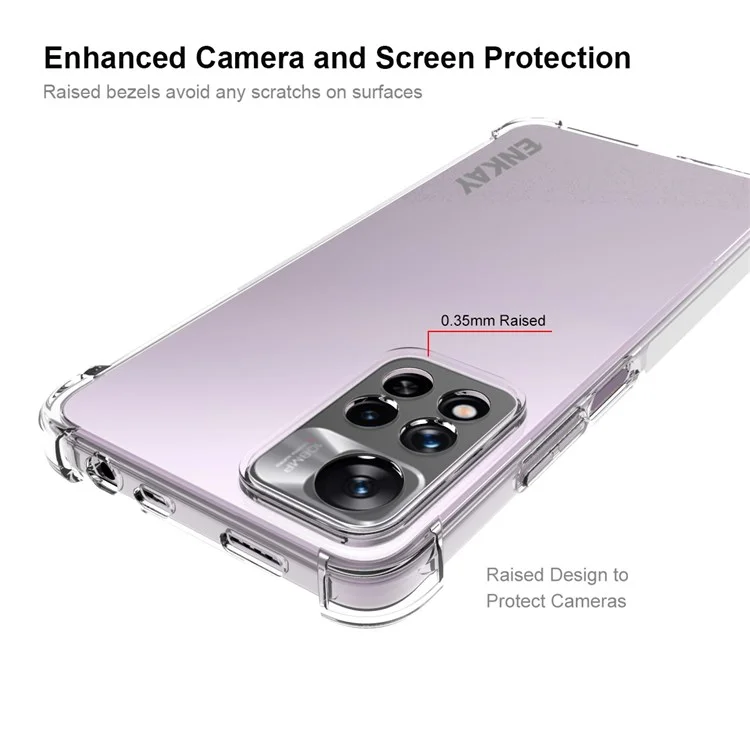 ENKAY HAT PRINCE For Xiaomi Redmi Note 11 Pro 5G (China) (MediaTek)/11 Pro+ 5G Crystal Clear Case Four Corner Fall Protection Phone Cover Anti-slip Edge TPU Shell