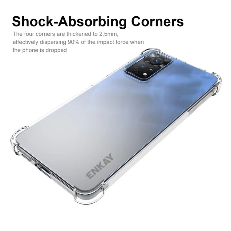 ENKAY HAT PRINCE For Xiaomi Redmi Note 11 Pro 5G (Qualcomm)/Note 11 Pro 4G (MediaTek) Anti-slip Slim Case Four Corner Enhanced Fall Protection TPU Cover Crystal Clear Phone Case