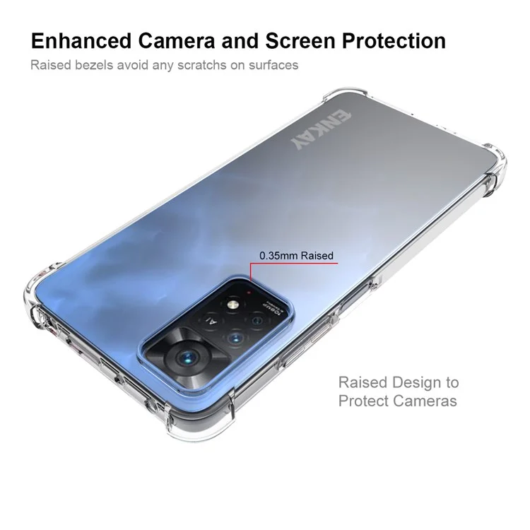 ENKAY HAT PRINCE For Xiaomi Redmi Note 11 Pro 5G (Qualcomm)/Note 11 Pro 4G (MediaTek) Anti-slip Slim Case Four Corner Enhanced Fall Protection TPU Cover Crystal Clear Phone Case