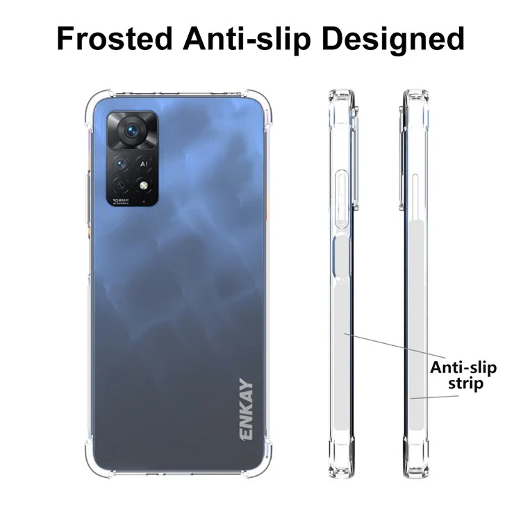 ENKAY HAT PRINCE For Xiaomi Redmi Note 11 Pro 5G (Qualcomm)/Note 11 Pro 4G (MediaTek) Anti-slip Slim Case Four Corner Enhanced Fall Protection TPU Cover Crystal Clear Phone Case