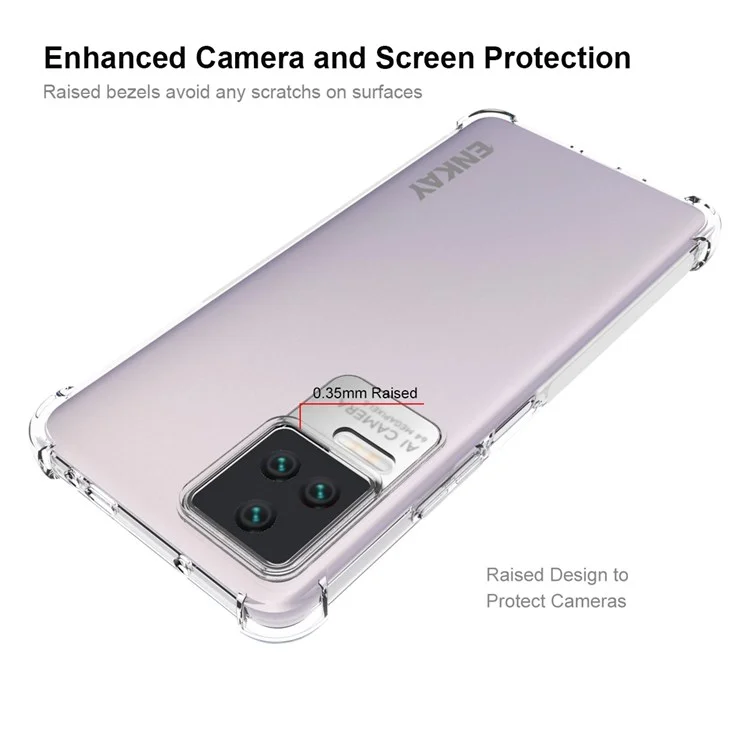 Enkay Hat Prince Tpu Slim Case Для Xiaomi Poco F4 5g / Redmi K40S 5G Crystal Clear Clear Antipply Phone Cope Четырех Угловой Защита от Падения.