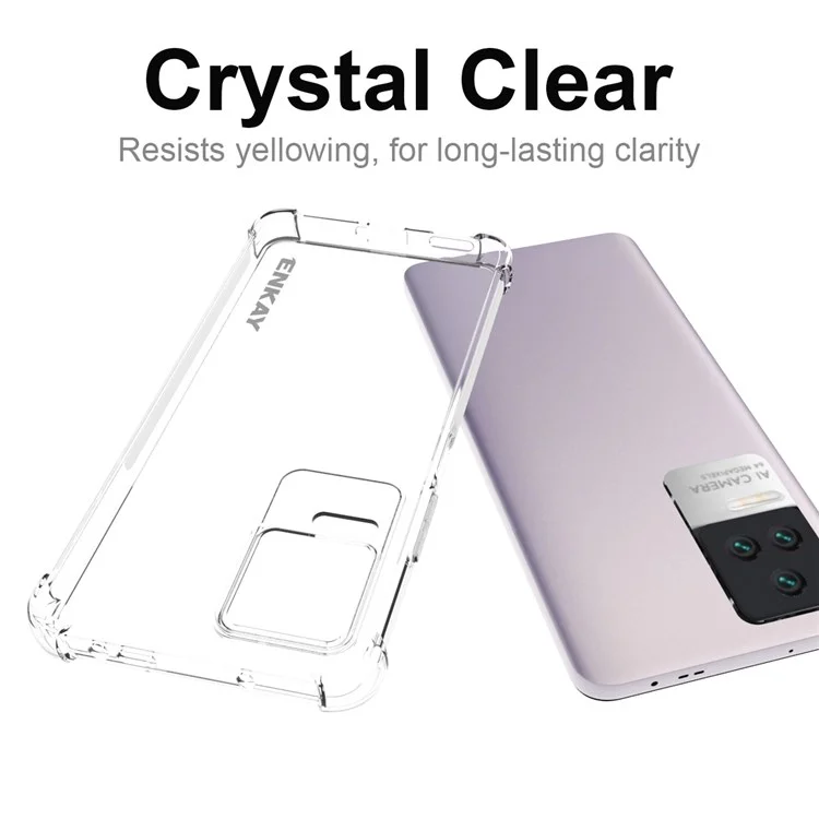 Enkay Hat Prince Tpu Slim Case Для Xiaomi Poco F4 5g / Redmi K40S 5G Crystal Clear Clear Antipply Phone Cope Четырех Угловой Защита от Падения.