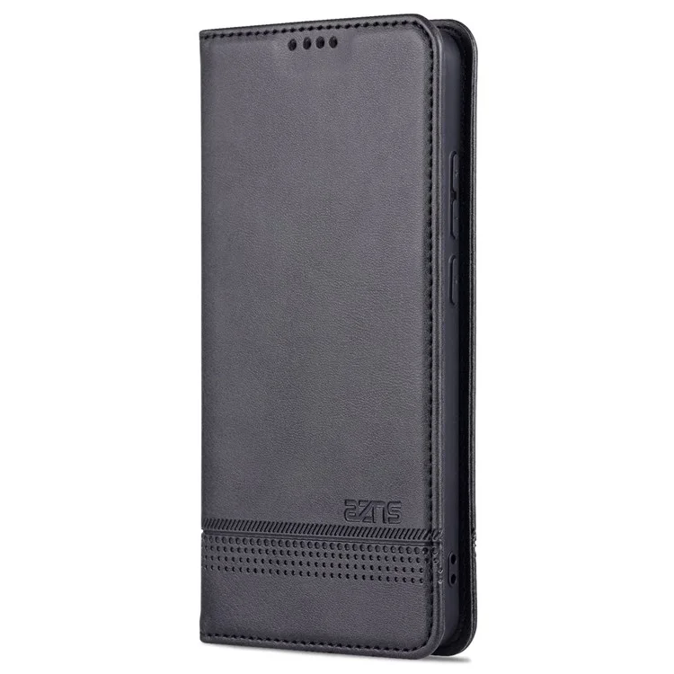 AZNS For Xiaomi 12/12X/12S 5G Well-protected Textured Leather Phone Case Stand Function Magnetic Auto-absorbed Cover with Wallet - Black