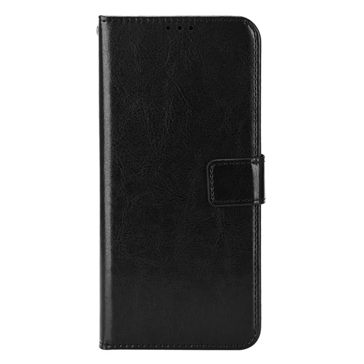 Para Xiaomi Redmi K50/K50 Pro Strap Munda de Cuero Dividido Billetera de Cuero Caja de Teléfonos Crazy Horse Texture Protective Phone Shell - Negro