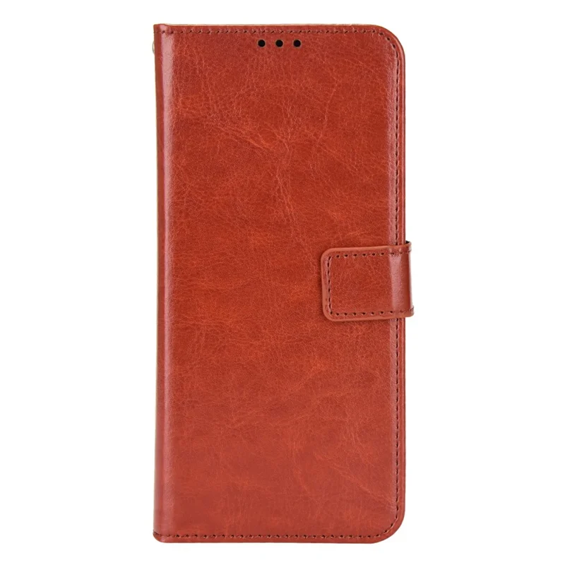 For Xiaomi Redmi K50/K50 Pro Wrist Strap Magnetic Split Leather Wallet Phone Case Crazy Horse Texture Stand Protective Phone Shell - Brown
