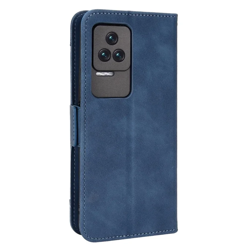 For Xiaomi Redmi K50/K50 Pro Multiple Card Slots Phone Case Wallet PU Leather Foldable Stand Protective Cover - Blue
