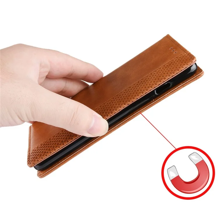 Per Xiaomi Poco F4 5G / Redmi K40S 5G Magnetico Auto-assorbito Portafoglio Custodia in Pelle Copertina di Protezione Retrò Impressa Impressa - Marrone
