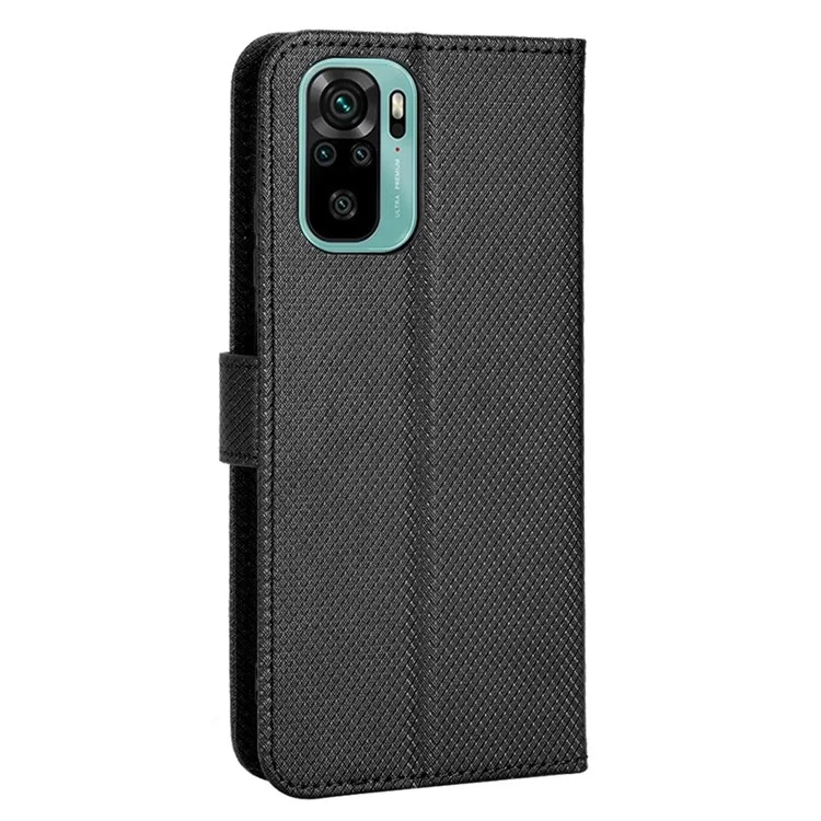 Для Xiaomi Redmi Note 10 4G / Note 10s Diamond Texture Case Case PU Кожаный Крышка С Бумажником - Чернить