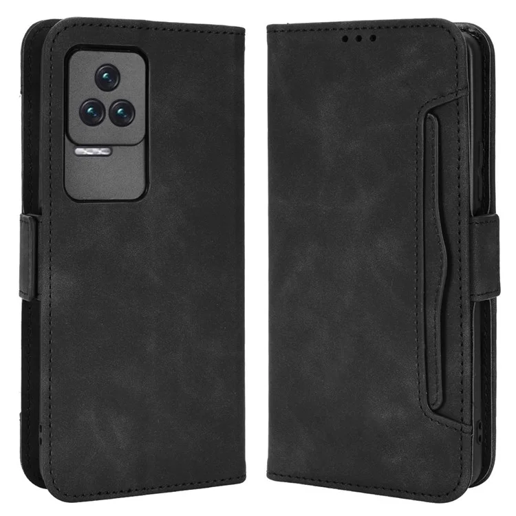 Per Xiaomi Poco F4 5G / Redmi K40S 5G Slot Multipli Slot Telefono Copertina in Pelle PU Con Portafoglio - Nero