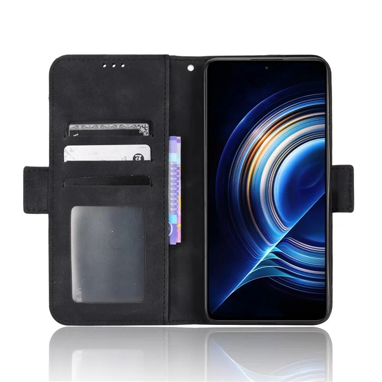 Per Xiaomi Poco F4 5G / Redmi K40S 5G Slot Multipli Slot Telefono Copertina in Pelle PU Con Portafoglio - Nero