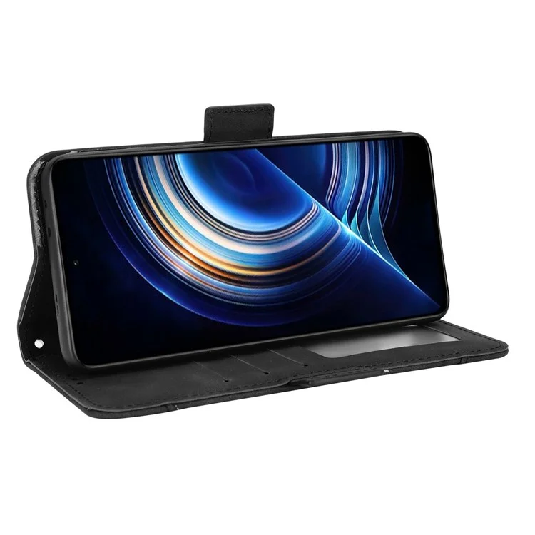 Per Xiaomi Poco F4 5G / Redmi K40S 5G Slot Multipli Slot Telefono Copertina in Pelle PU Con Portafoglio - Nero