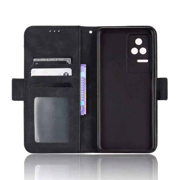 Per Xiaomi Poco F4 5G / Redmi K40S 5G Slot Multipli Slot Telefono Copertina in Pelle PU Con Portafoglio - Nero