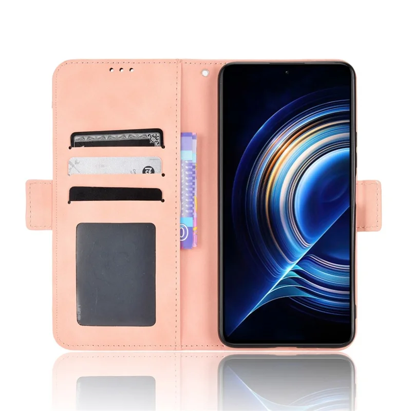 For Xiaomi Poco F4 5G / Redmi K40S 5G Multiple Card Slots Phone Case PU Leather Cover with Wallet Stand - Pink