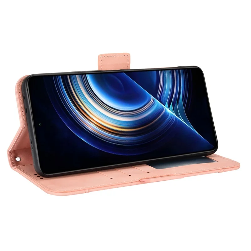 For Xiaomi Poco F4 5G / Redmi K40S 5G Multiple Card Slots Phone Case PU Leather Cover with Wallet Stand - Pink