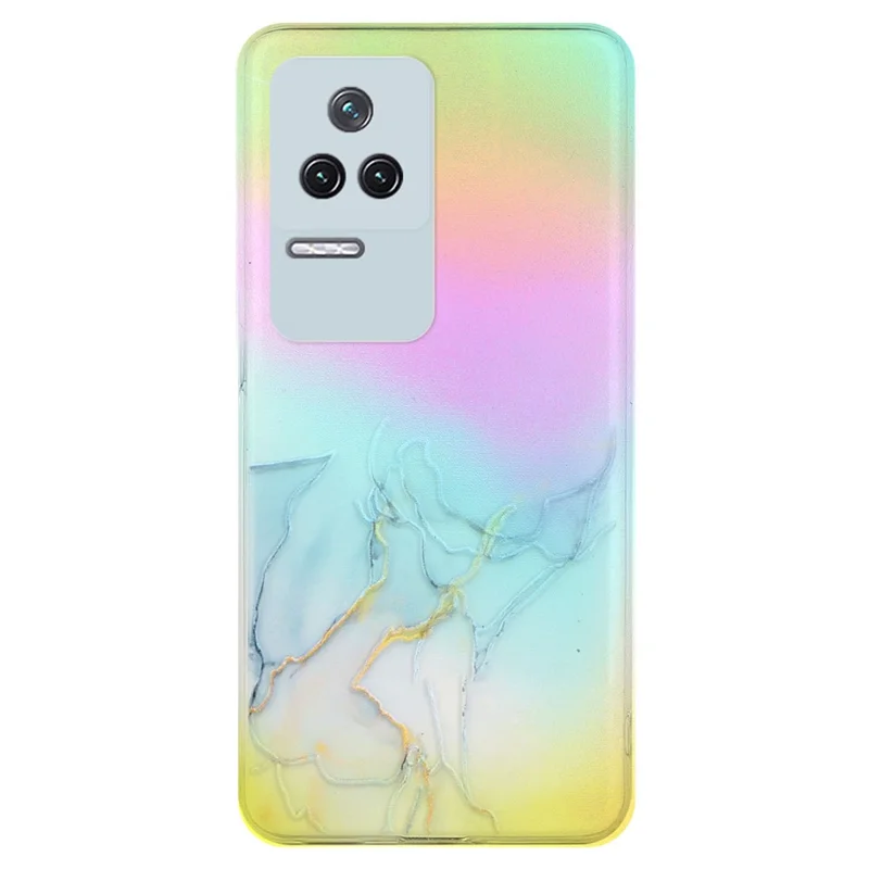 Para Xiaomi Redmi K50/K50 Pro Arneamento de Mármore Pattern TPU Soft TPU Caixa Com Design a Laser Colorido - Cinza