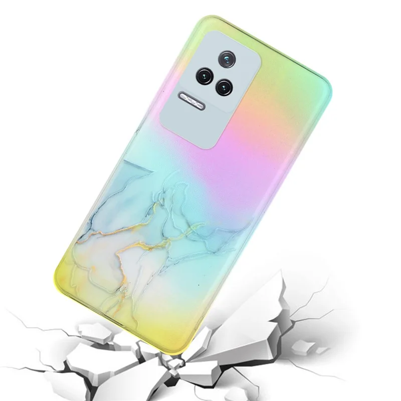 Para Xiaomi Redmi K50/K50 Pro Arneamento de Mármore Pattern TPU Soft TPU Caixa Com Design a Laser Colorido - Cinza