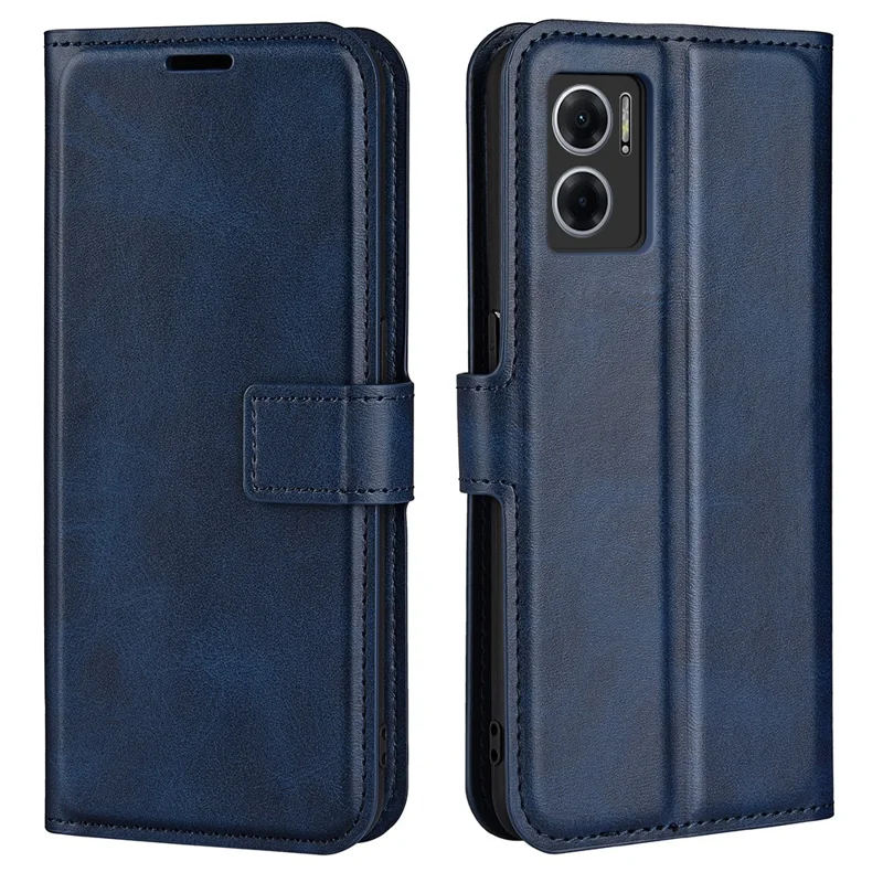 For Xiaomi Redmi Note 11E 5G / Redmi 10 5G / Redmi 10 Prime+ 5G Textured PU Leather Cover Stand Feature Magnetic Closure Shockproof Flip Wallet Case - Blue