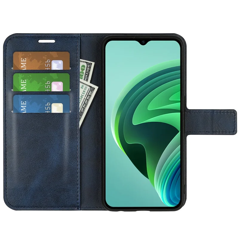 For Xiaomi Redmi Note 11E 5G / Redmi 10 5G / Redmi 10 Prime+ 5G Textured PU Leather Cover Stand Feature Magnetic Closure Shockproof Flip Wallet Case - Blue