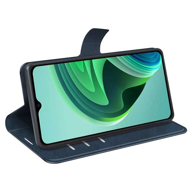 For Xiaomi Redmi Note 11E 5G / Redmi 10 5G / Redmi 10 Prime+ 5G Textured PU Leather Cover Stand Feature Magnetic Closure Shockproof Flip Wallet Case - Blue