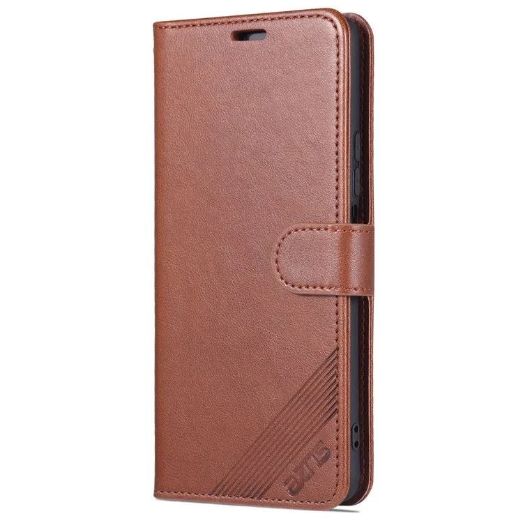 AZNS Para Xiaomi Redmi K50 Pro/K50 Case de Teléfono PU Texturado Folio Folio Flip Cover Tpu Shock Propapop - Marrón