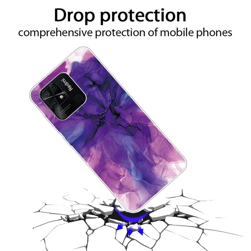 For Xiaomi Redmi 10C 4G Abstract Marble Case IMD Flexible TPU Shockproof Protective Shell - Style F