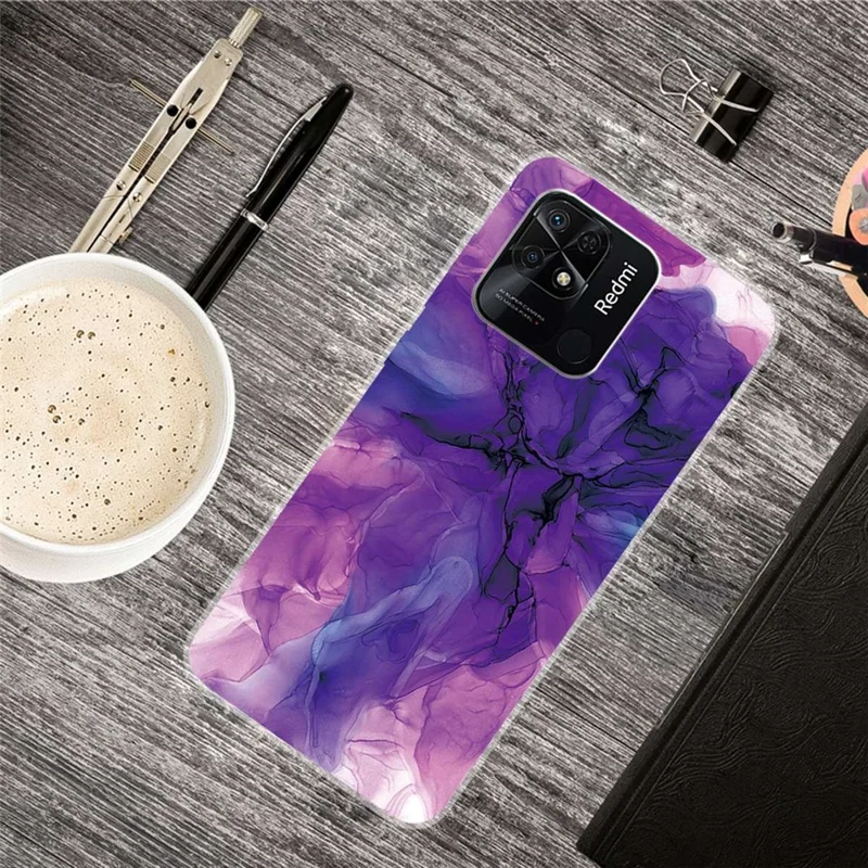 For Xiaomi Redmi 10C 4G Abstract Marble Case IMD Flexible TPU Shockproof Protective Shell - Style F