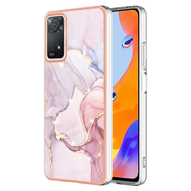For Xiaomi Redmi Note 12 Pro 4G / 11 Pro 4G (Mediatek) / Note 11 Pro 5G (Qualcomm) TPU Case with IMD Marble Pattern Back Cover - Rose Gold 005