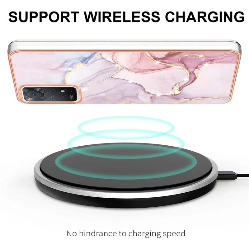 For Xiaomi Redmi Note 12 Pro 4G / 11 Pro 4G (Mediatek) / Note 11 Pro 5G (Qualcomm) TPU Case with IMD Marble Pattern Back Cover - Rose Gold 005