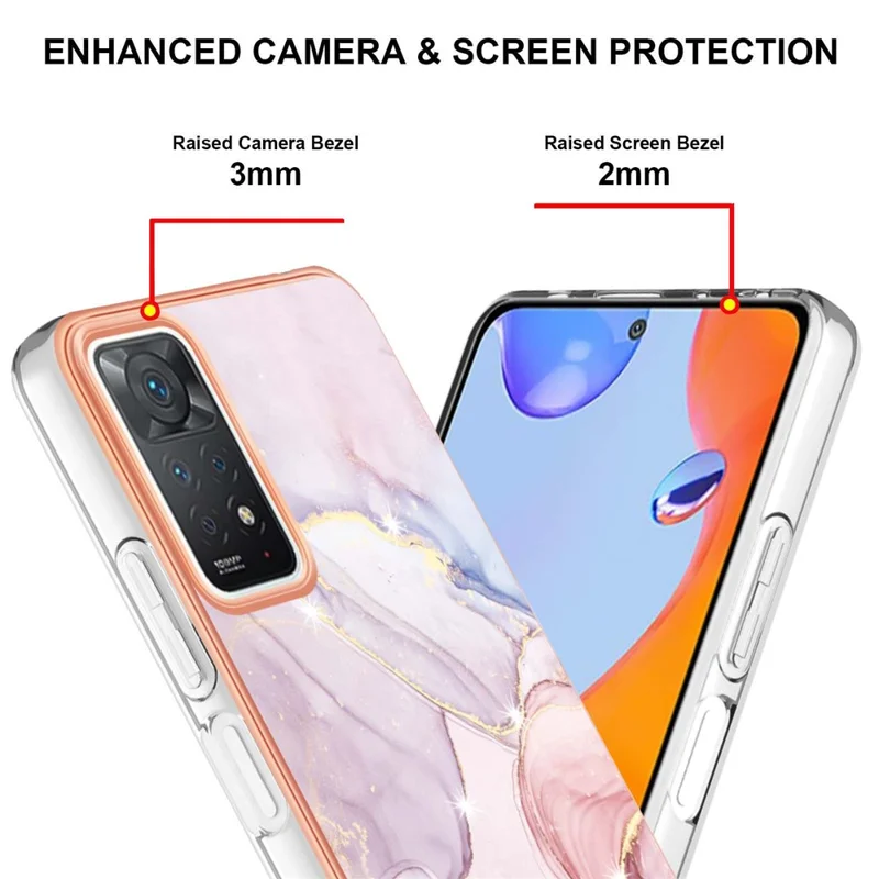 For Xiaomi Redmi Note 12 Pro 4G / 11 Pro 4G (Mediatek) / Note 11 Pro 5G (Qualcomm) TPU Case with IMD Marble Pattern Back Cover - Rose Gold 005