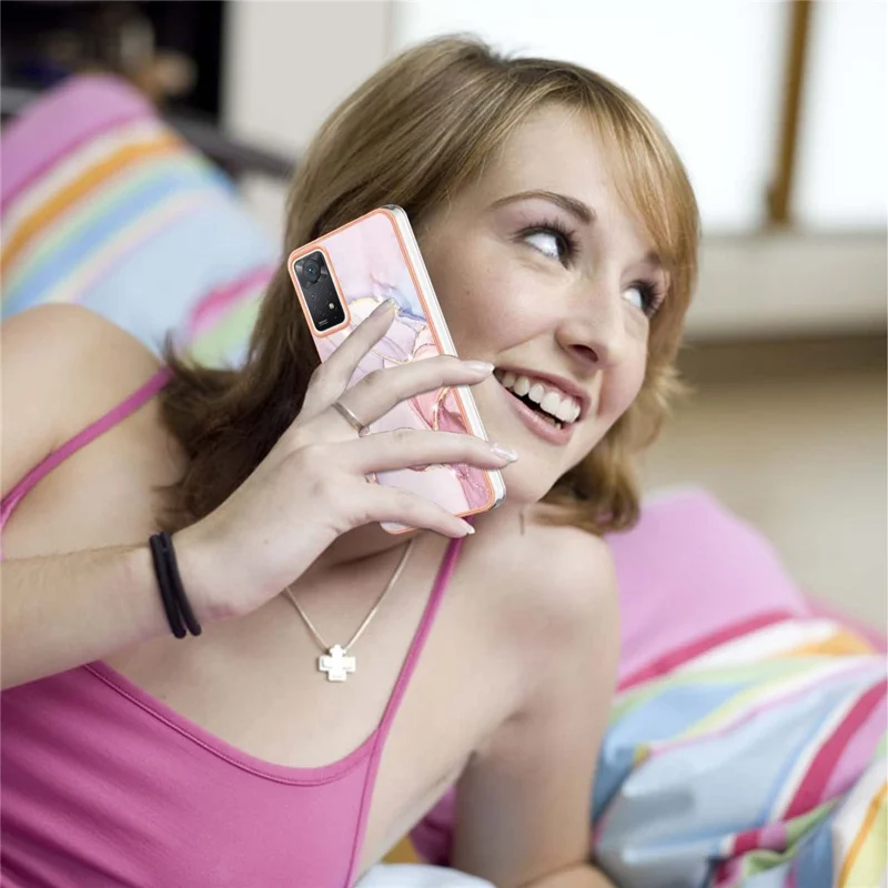 For Xiaomi Redmi Note 12 Pro 4G / 11 Pro 4G (Mediatek) / Note 11 Pro 5G (Qualcomm) TPU Case with IMD Marble Pattern Back Cover - Rose Gold 005