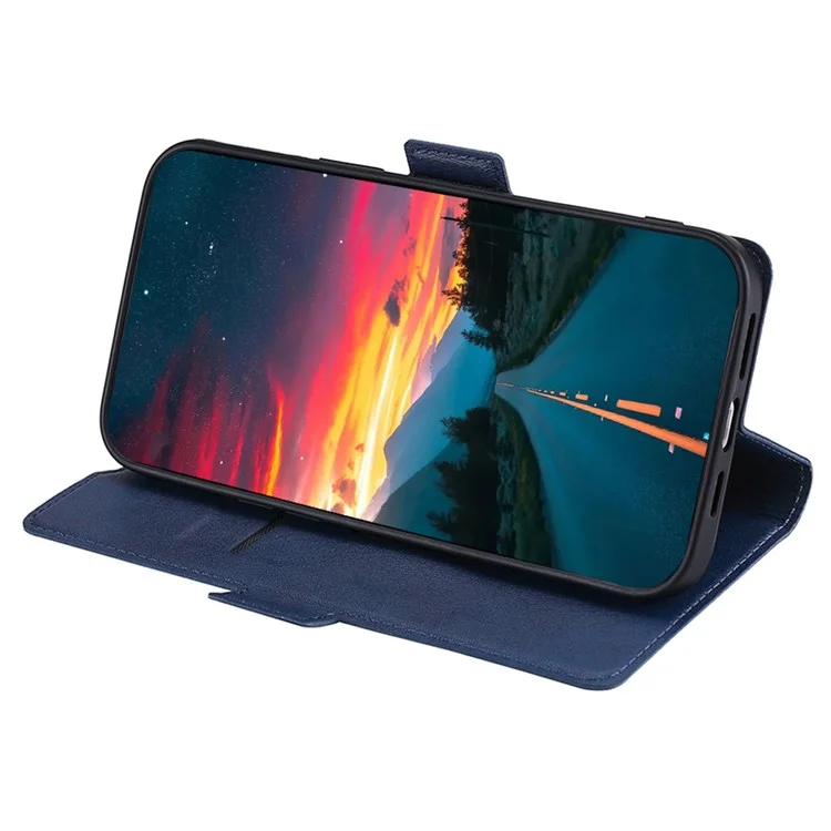 Cas De Protection De Fermeture Magnétique Pour Le Couvercle De Téléphone Porticule Ultra-mince En Cuir Ultra-mince En Cuir Ultra-mince Avec Emplacement De Carte De Support - Bleu