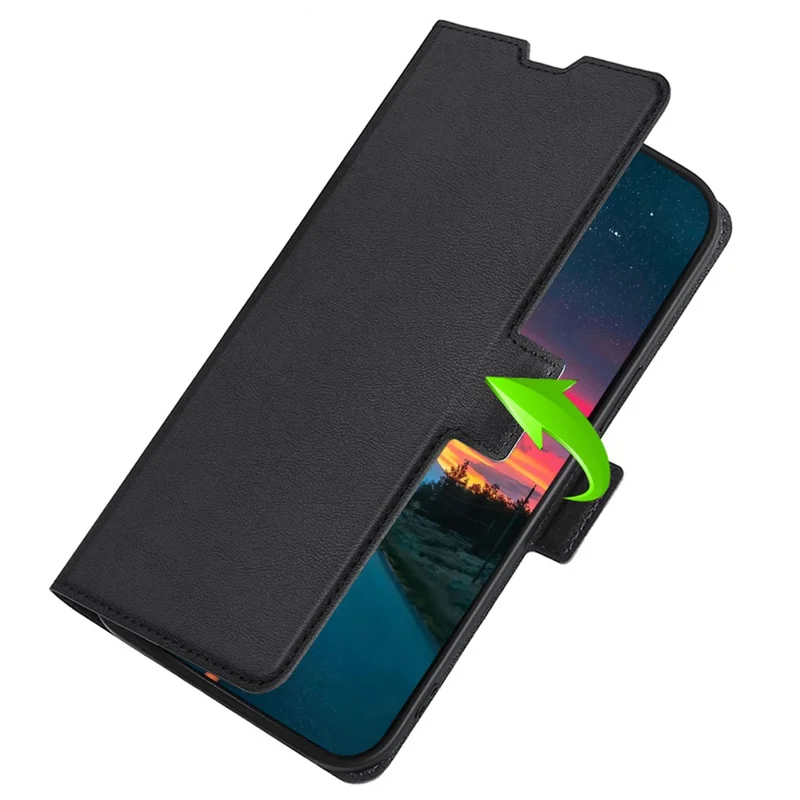 Magnetic Closure Protective Case for Xiaomi Poco X4 Pro 5G Side Ultra-thin PU Leather Drop-proof Phone Cover with Stand Card Slot - Black