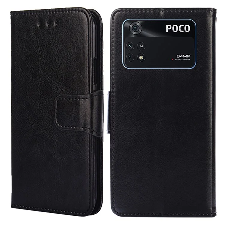 Custodia Per Shock in Pelle PU Per Xiaomi Poco X4 Pro 5G Wallet Telefono Custodia TPU Bumper Flip Flip Follio Con Supporto - Nero