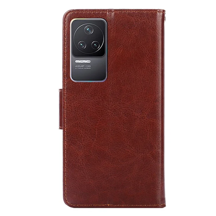 For Xiaomi Redmi K50/K50 Pro Flip Folio Book PU Leather Phone Case Stand Wallet TPU Bumper Protective Cover - Brown