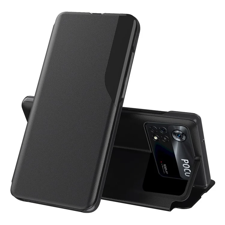Pour Xiaomi Poco X4 Pro 5G Flip Cover PU Leather Stand Full Body Protective Case - Noir